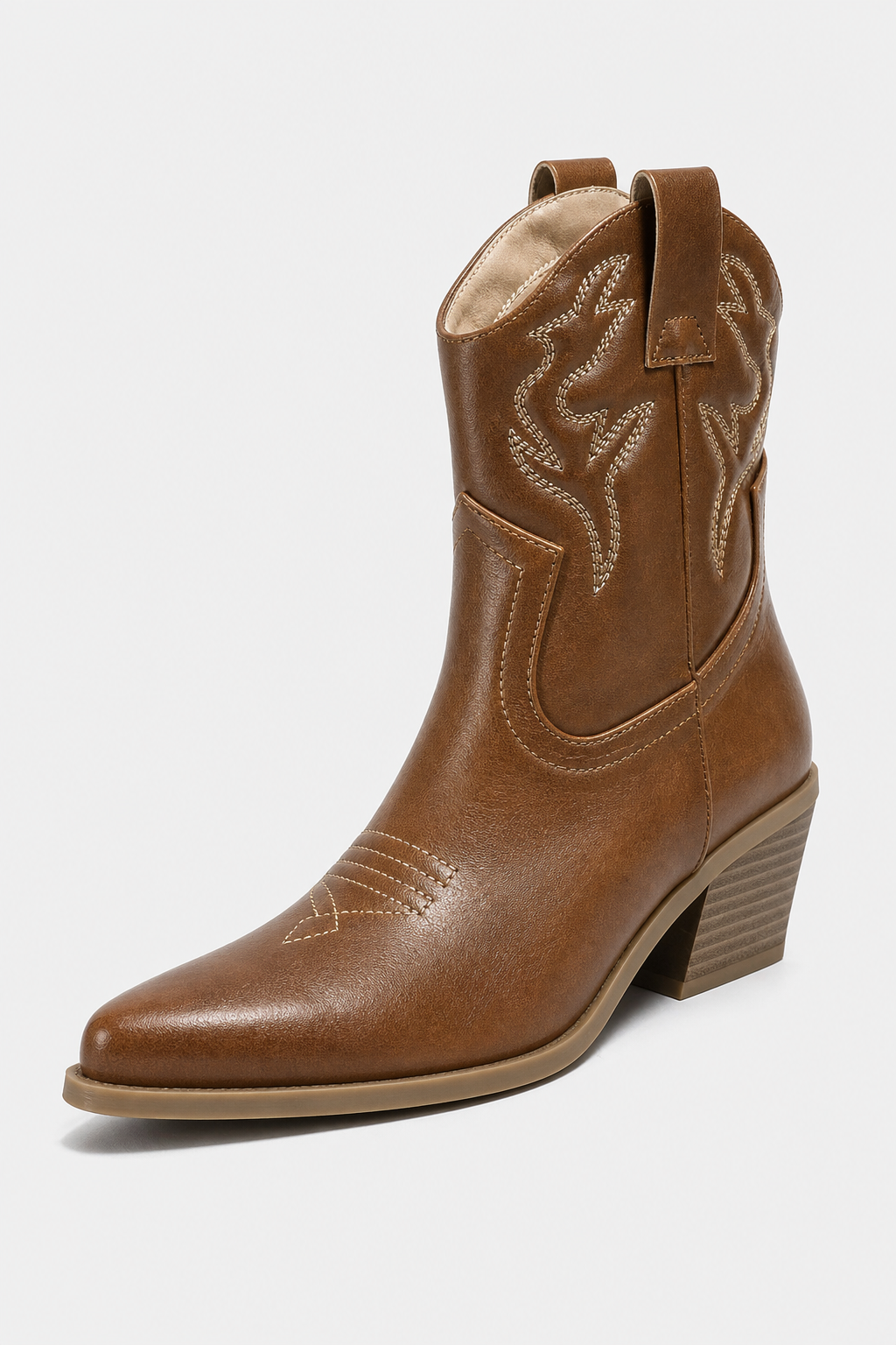 Bottes Santiags en Similicuir Marron Caramel à Broderies – Image 5