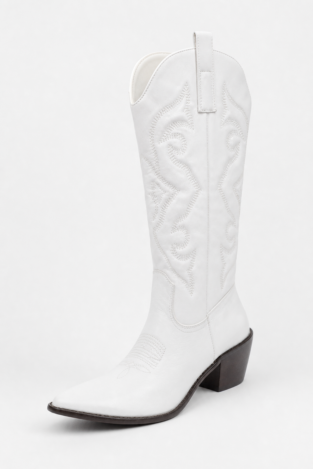 Bottes Santiags Blanches Mi-Mollet Brodées – Image 5