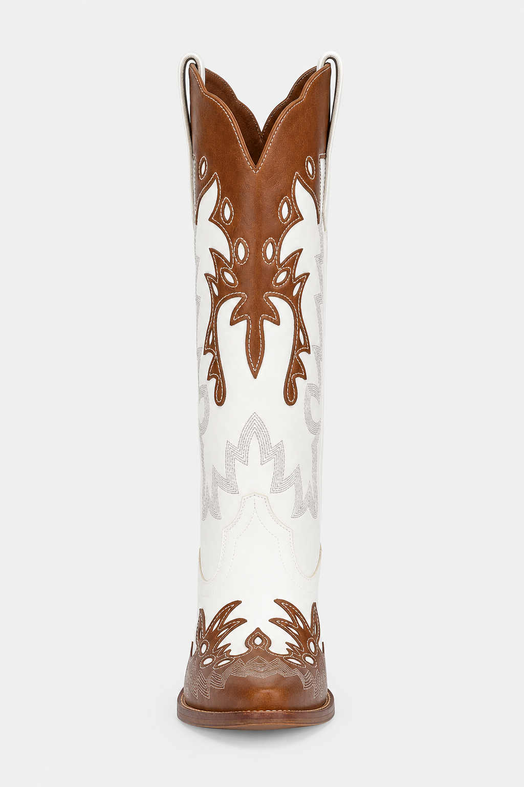 Bottes Santiags Blanches et Cognac à Broderies Western – Image 4