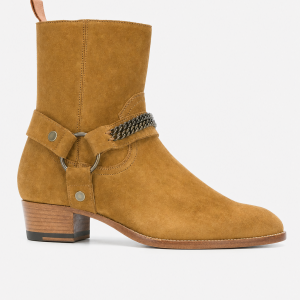 Bottine en Daim Camel à Harnais et Chaîne