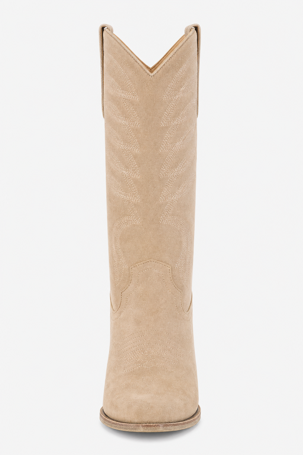 Bottes de Cowboy Hautes en Effet Daim Beige Brodées Premium – Image 4