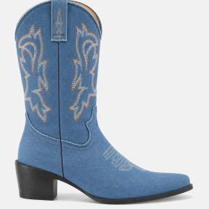 Bottes Santiags en Jean Bleu à Broderies Western