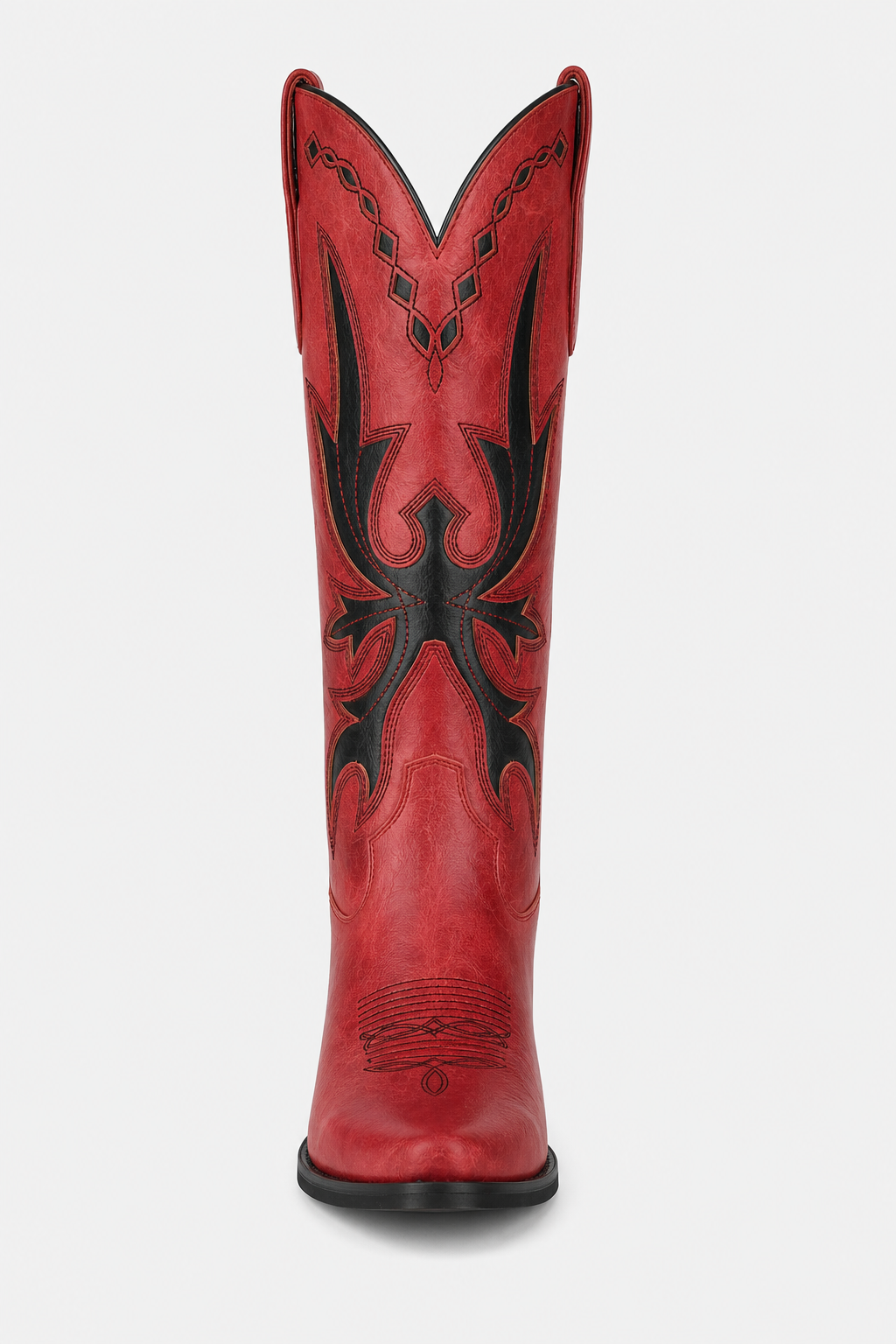 Bottes Santiags Rouges à Motifs Western Noirs – Image 4