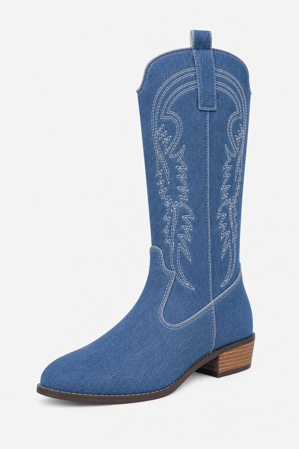 Bottines Country en Jean Bleu à Broderies Western – Image 5