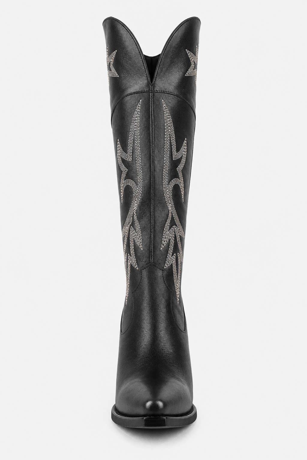 Bottes Santiags Hautes en Similicuir Noir à Broderies Argentées – Image 4