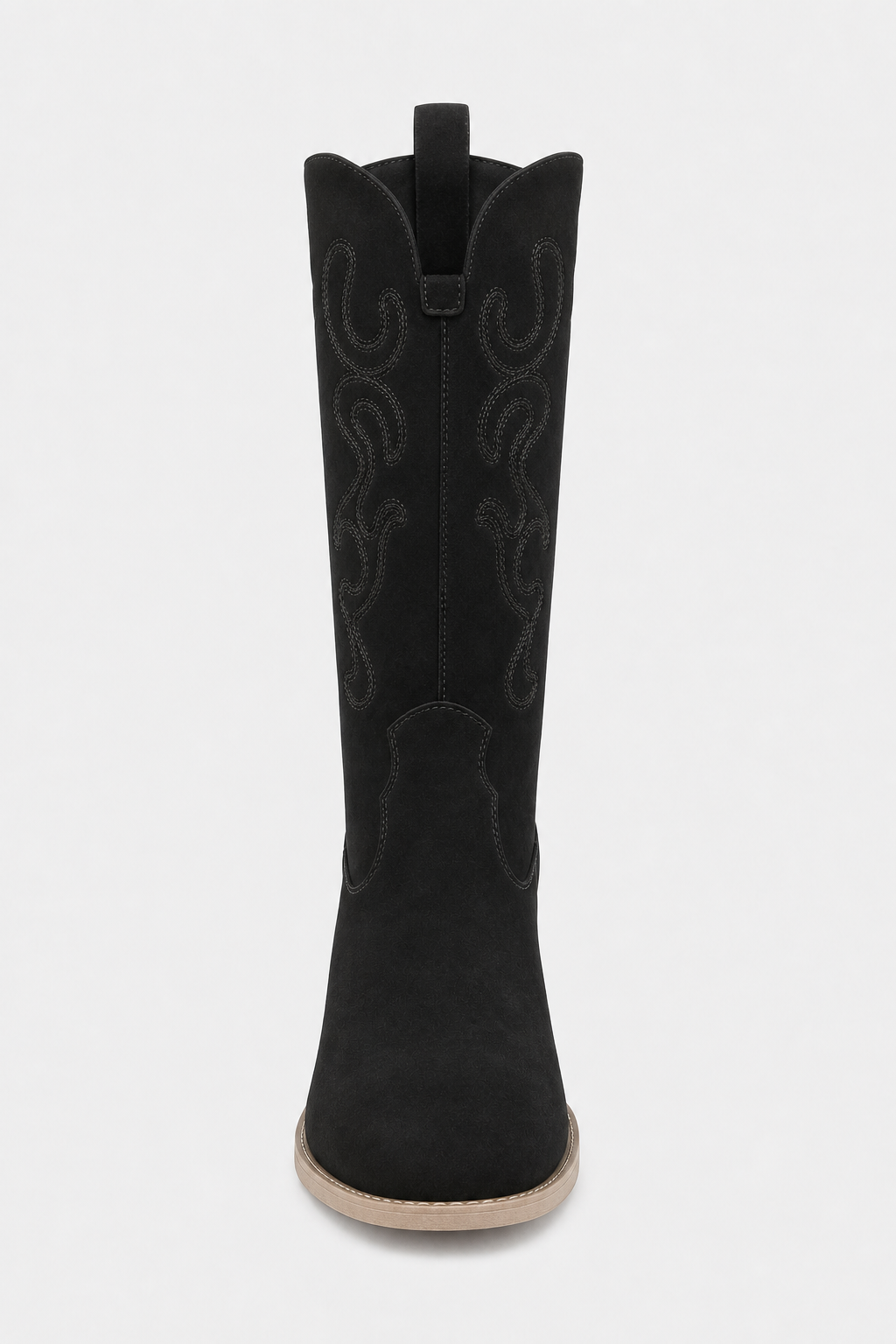 Bottes Santiags en Effet Daim Noir Brodées à Talon Carré – Image 4