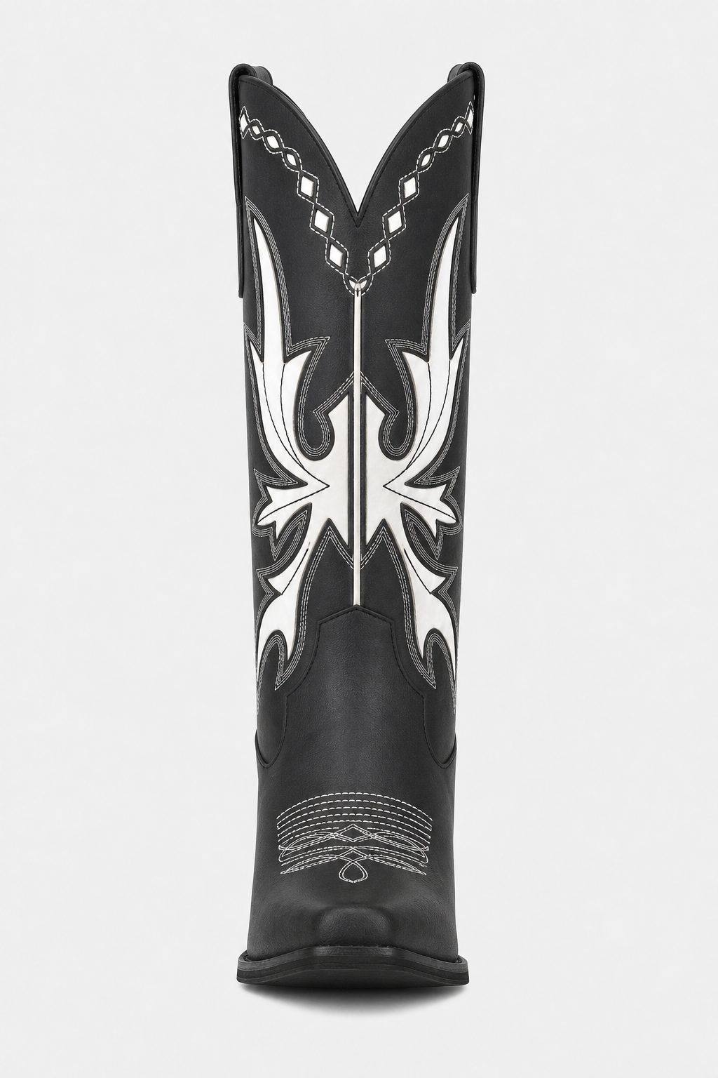 Bottes de Cowboy Bicolores Noir et Blanc Brodées – Image 4