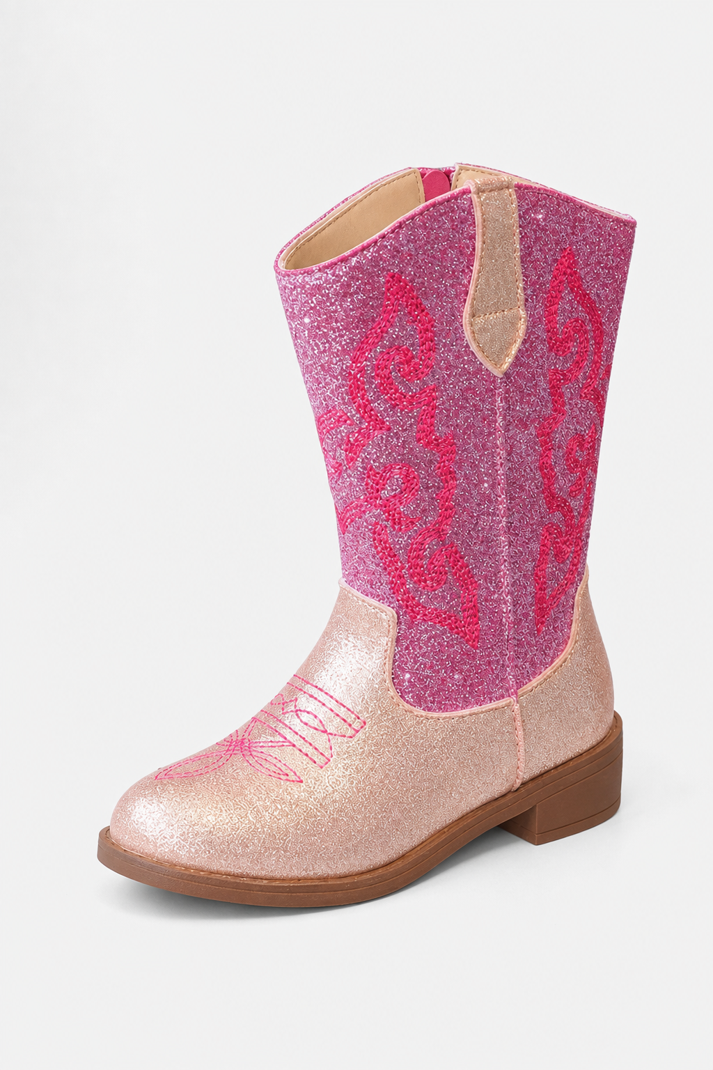 Santiags pour Enfant Pailletées Roses à Broderies Western – Image 5