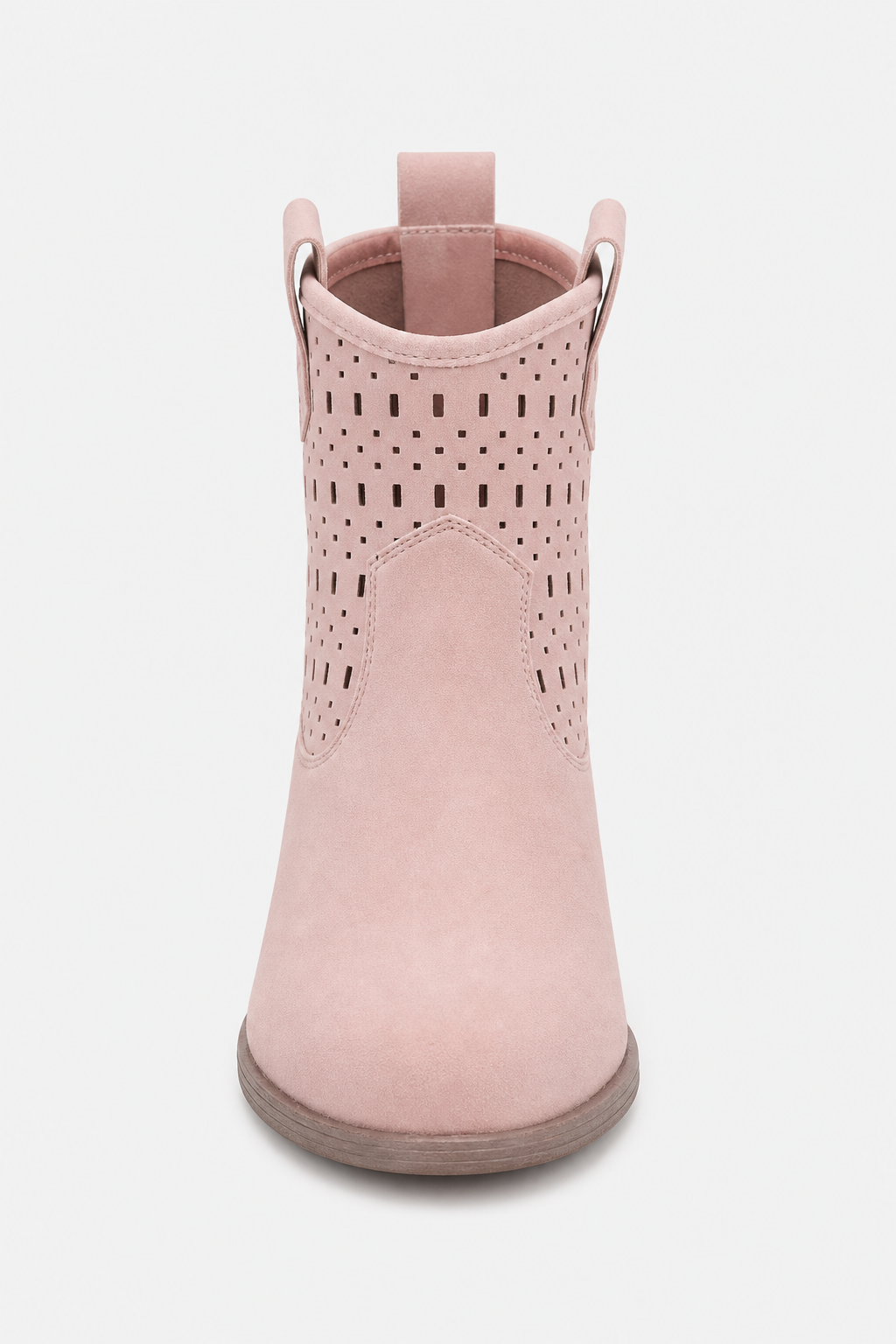 Bottines Western en Effet Daim Rose Poudré Perforées – Image 4