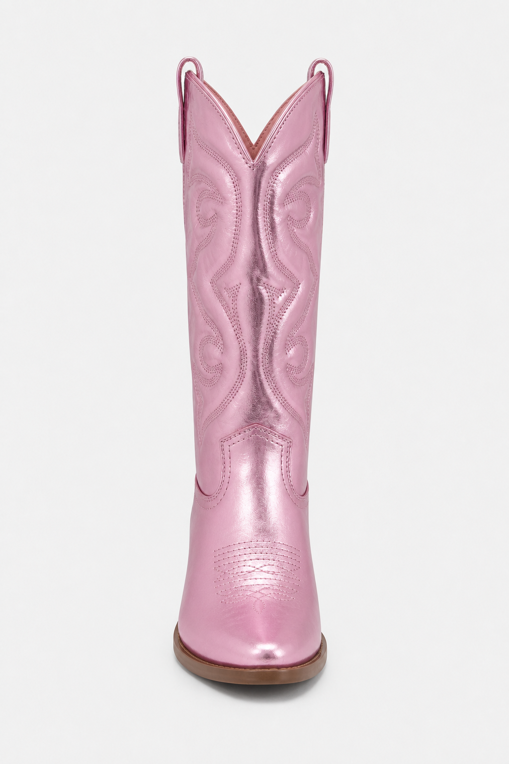 Bottes Santiags Rose Métallisé à Broderies – Image 4