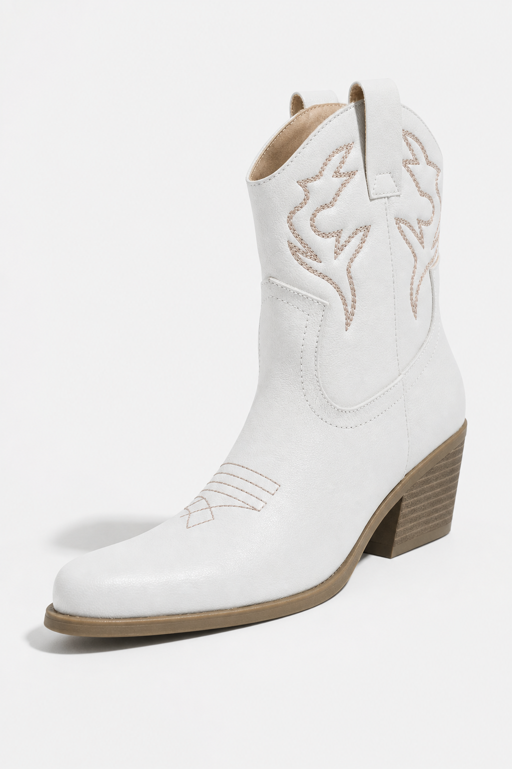 Bottes Santiags Blanches en Similicuir à Motifs Brodés – Image 5
