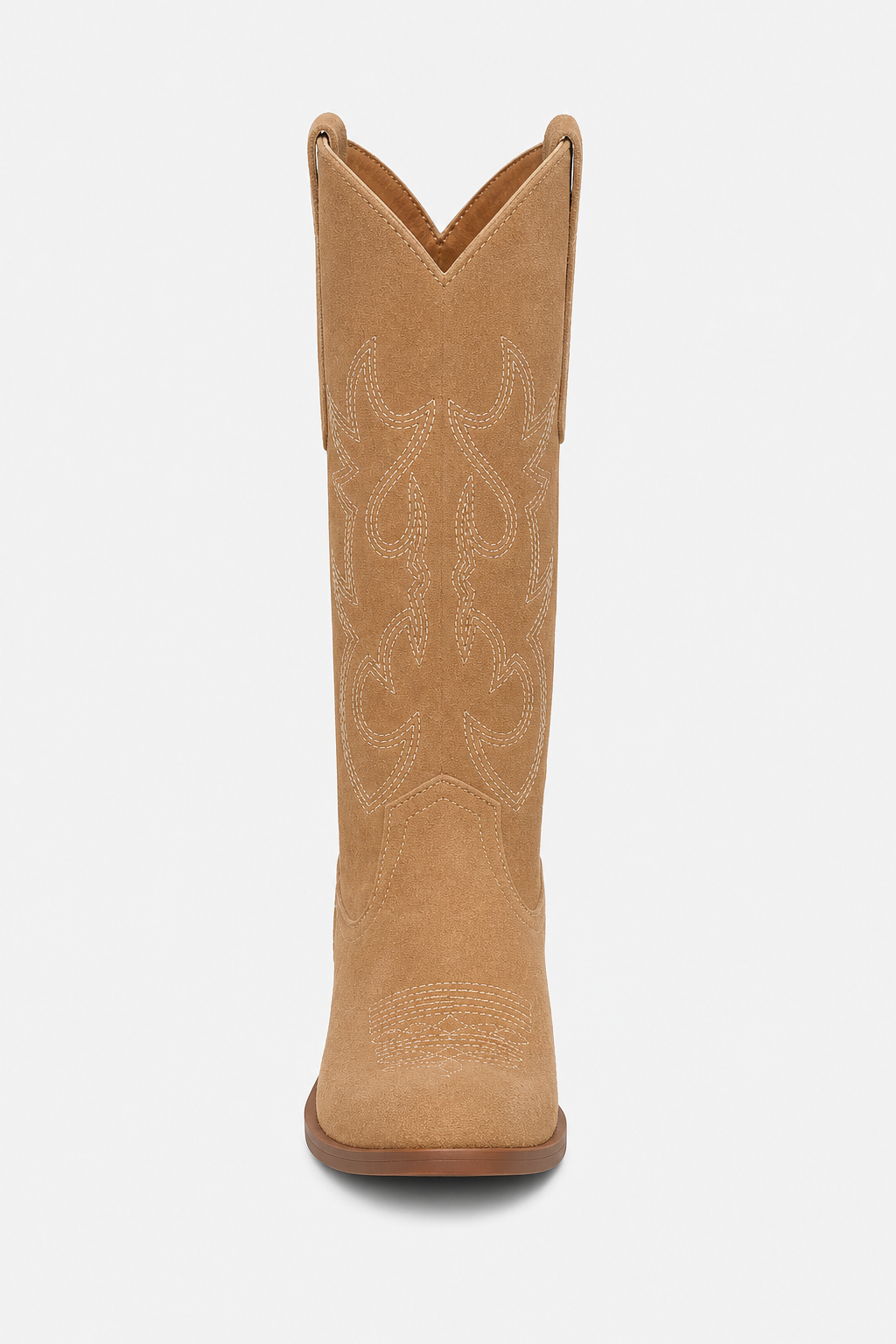Bottes Santiags en Effet Daim Camel à Motifs Brodés – Image 4