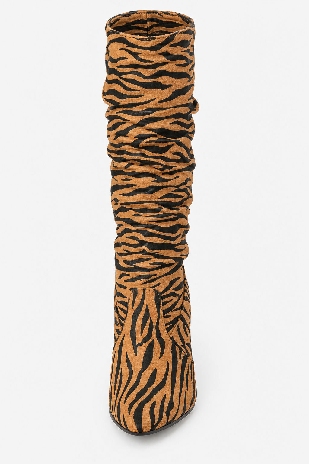 Bottes Hautes Froissées en Simili Daim à Motif Tigre – Image 4