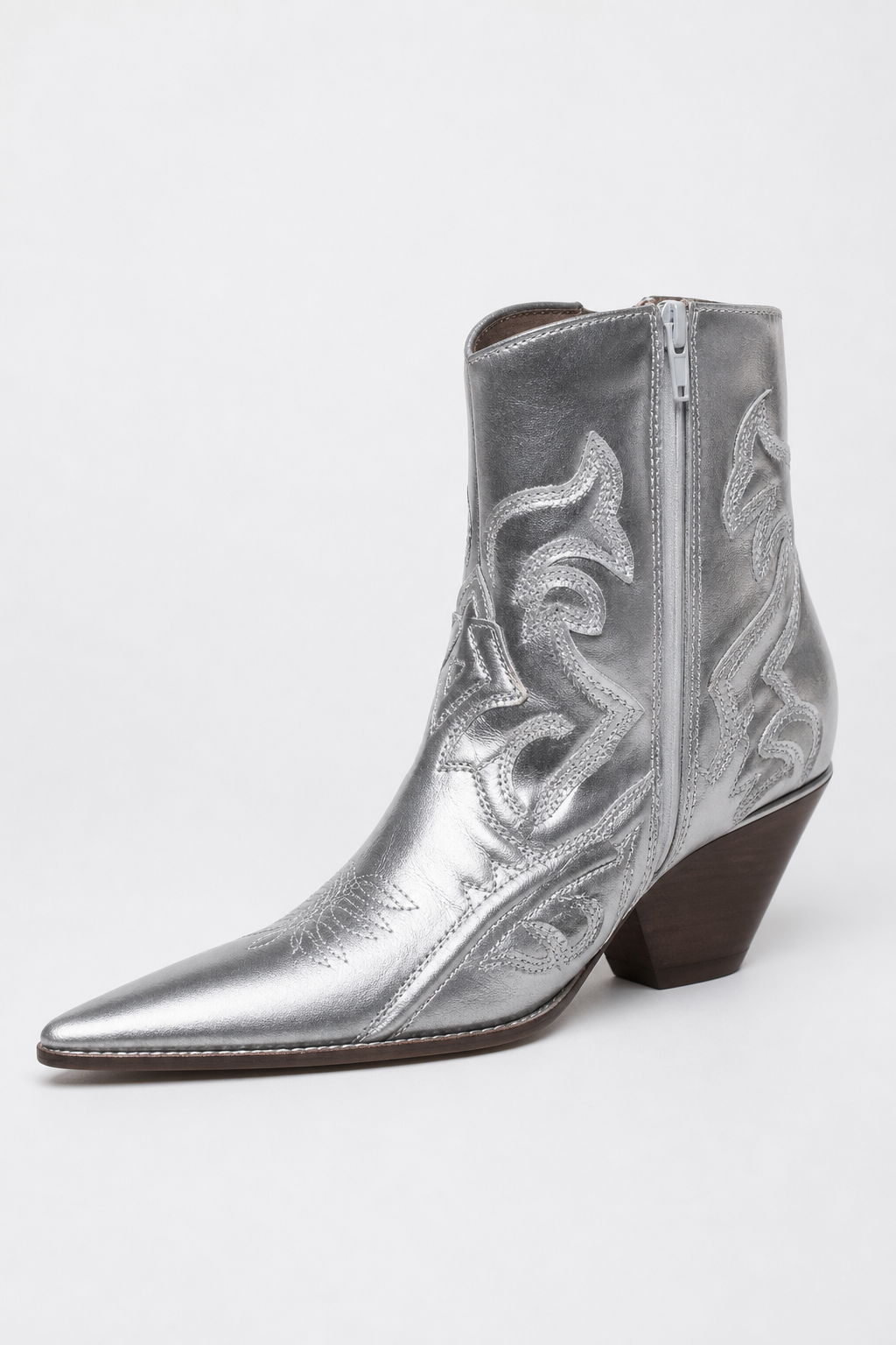 Bottes Santiags Argentées Métallisées à Broderies – Image 5