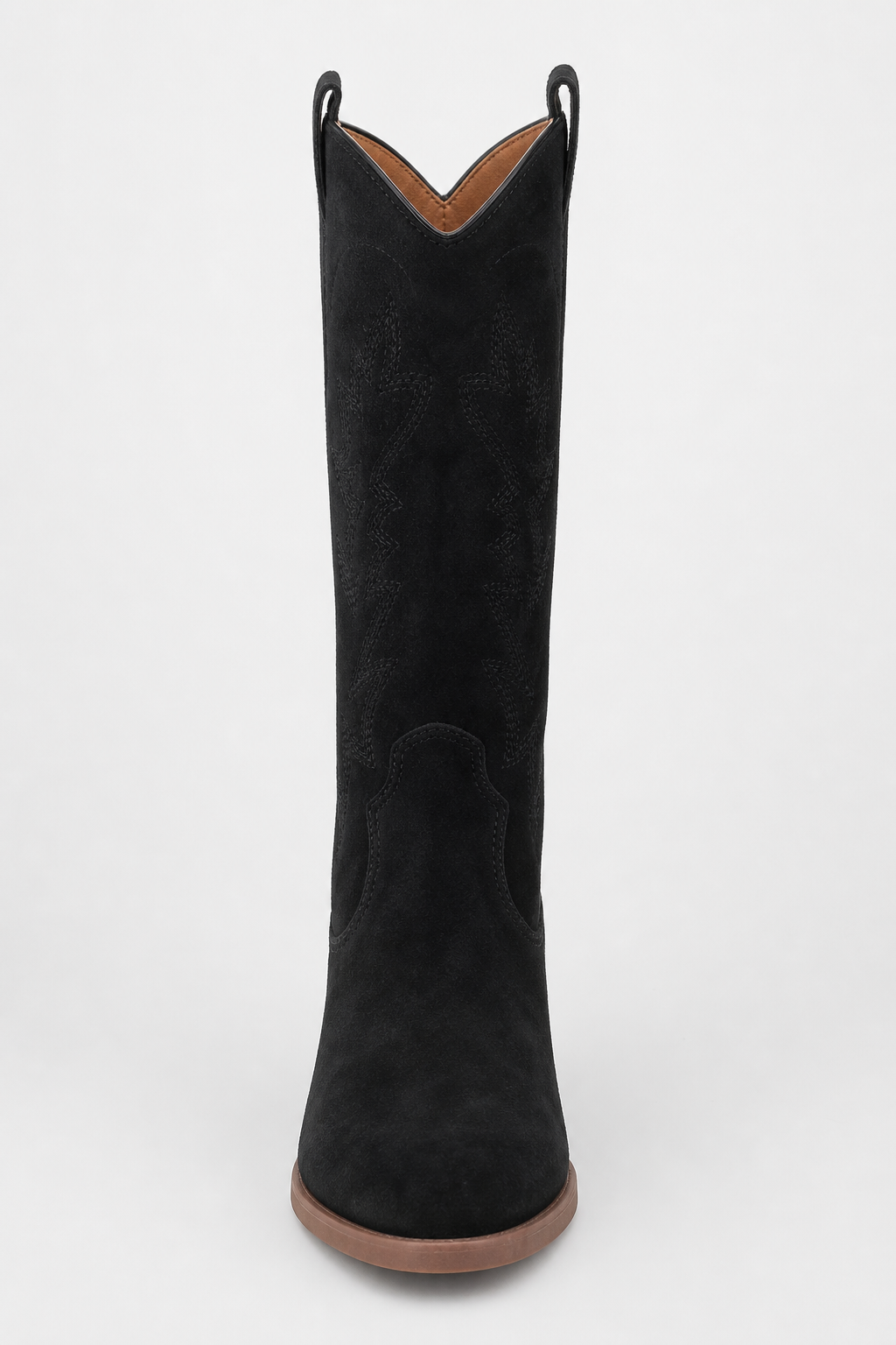 Bottes Santiags en Effet Daim Noir à Motifs Brodés – Image 4