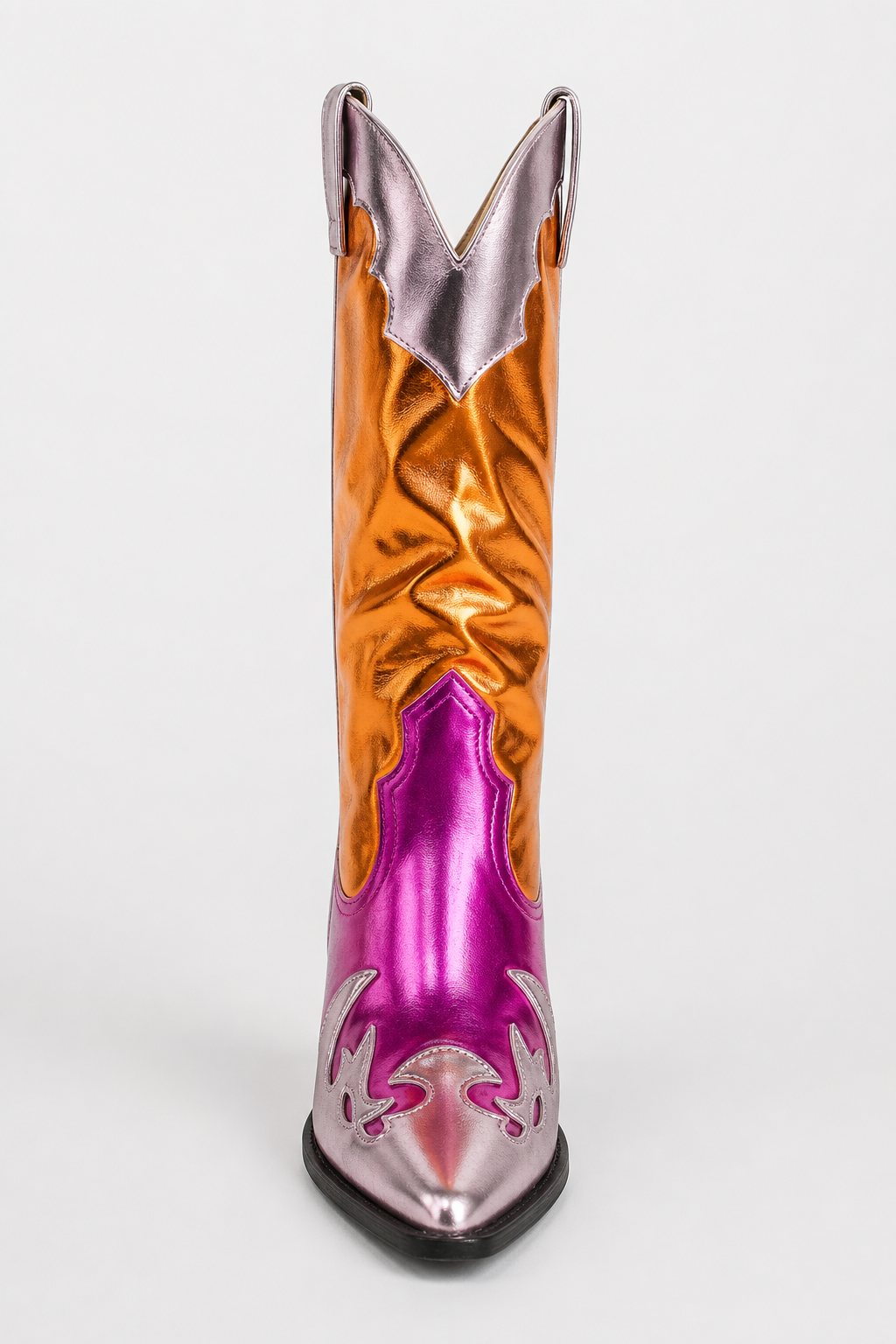 Bottes Santiags Métallisées Orange Fushia à Motifs Flammes – Image 4