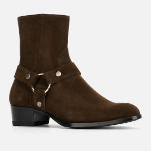 Bottines en Daim Marron à Sangle et Anneau