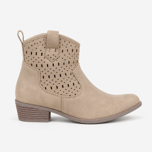 Bottines Taupe Perforées à Bout Pointu