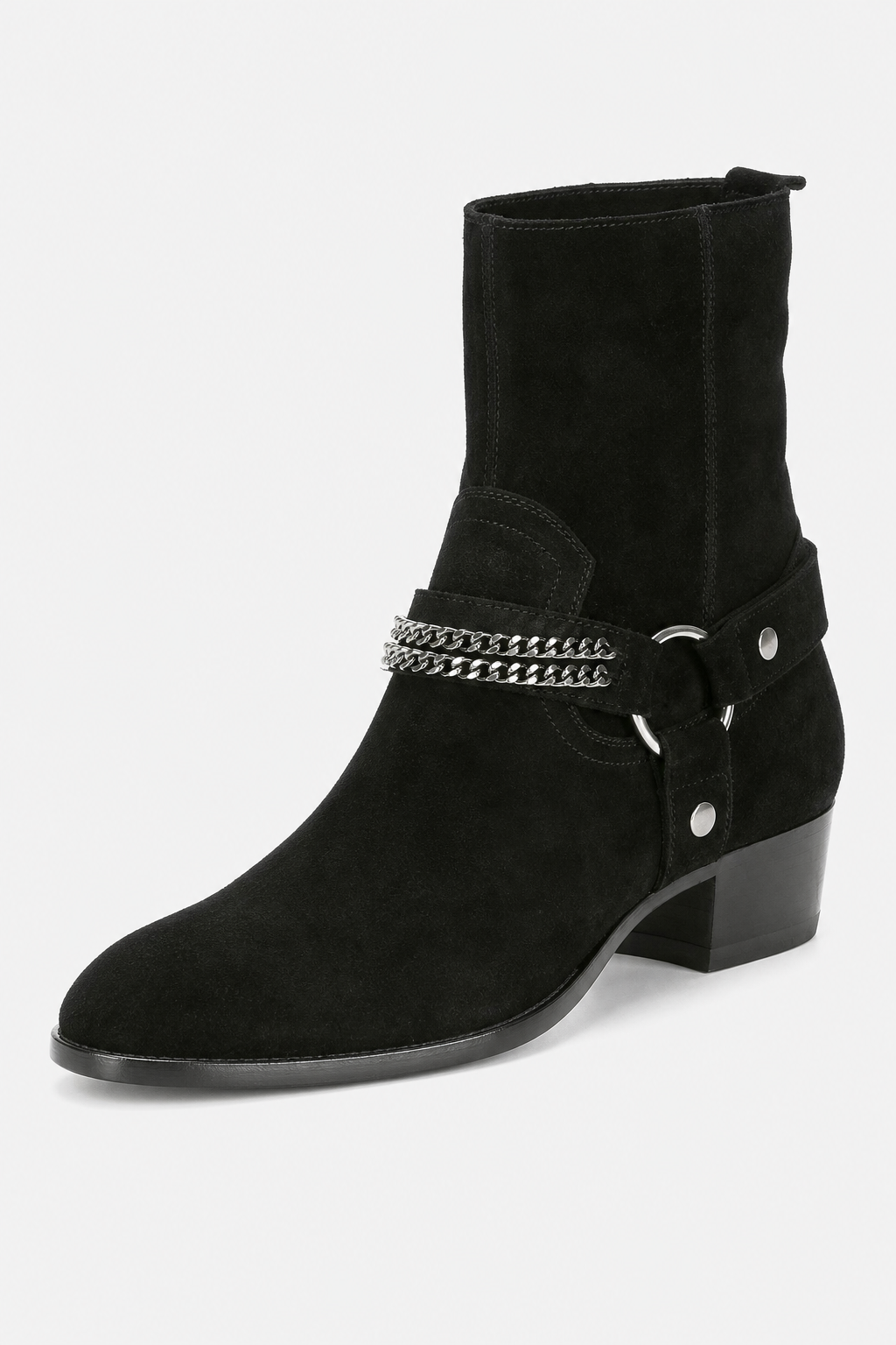 Bottines en Daim Noir Style Harnais à Chaîne – Image 5