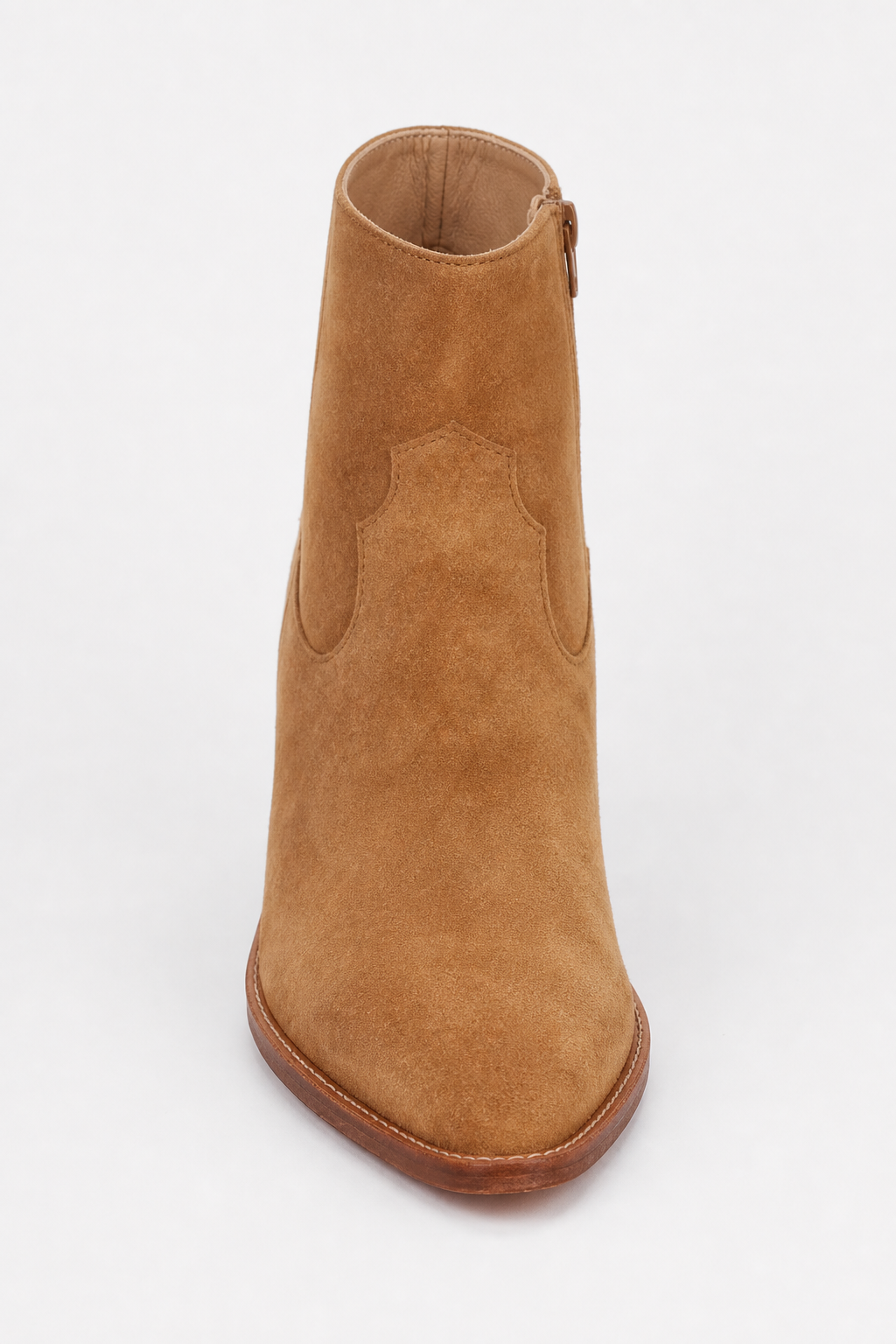 Santiags en Daim Camel à Bout Pointu et Talon Cubain – Image 4