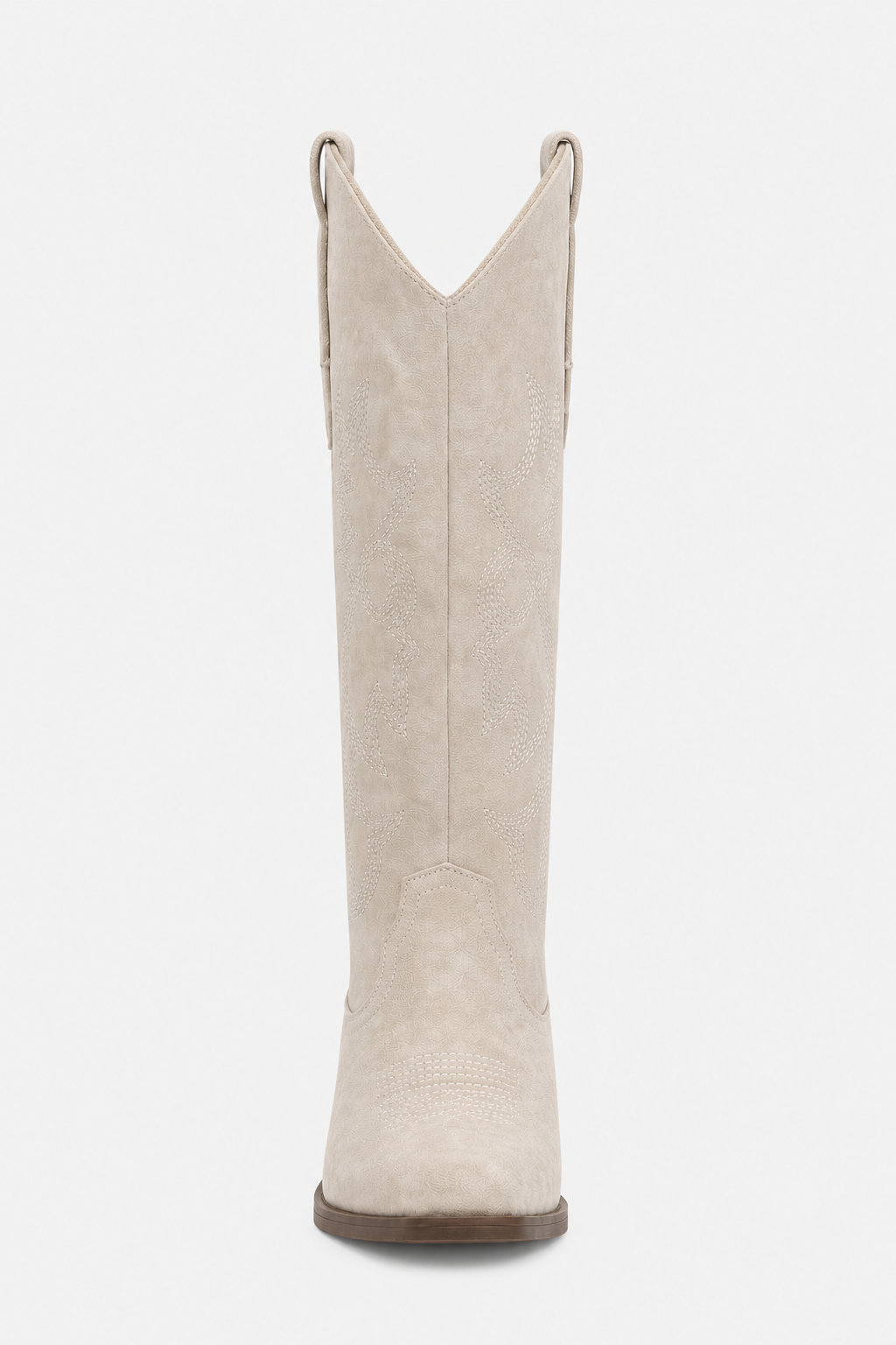 Bottes Santiags en Effet Daim Écrues à Broderies Western – Image 5