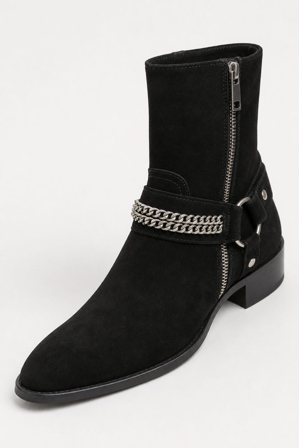 Bottines en Daim Noir à Chaîne et Harnais – Image 5