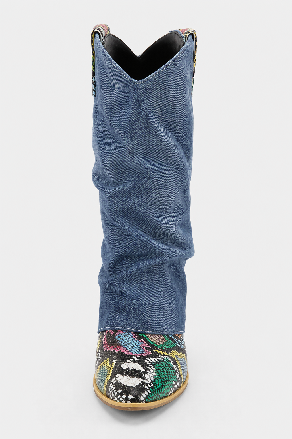 Bottes Santiags en Jean et Python Multicolore à Talon – Image 4