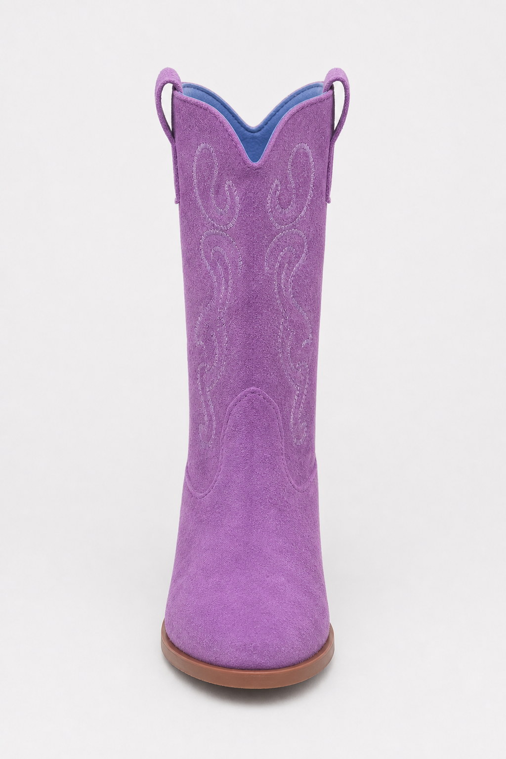 Bottes Santiags en Effet Daim Violet à Broderies Western – Image 4
