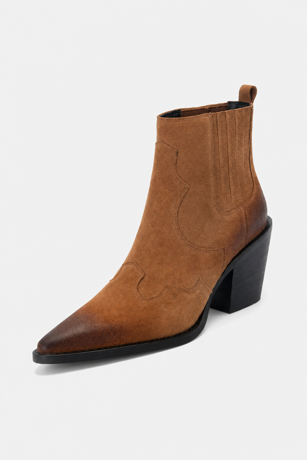 Bottines Santiags Basses en Daim Camel Patiné – Image 5