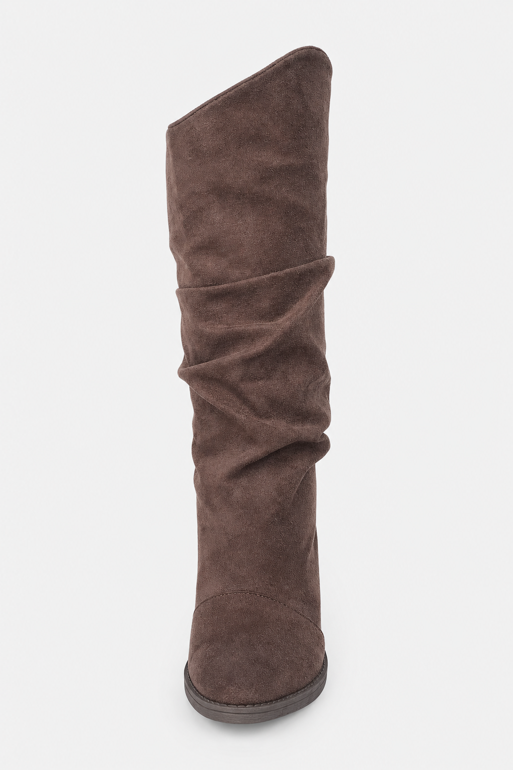 Bottes en Effet Daim Marron Froissées à Talon Bloc – Image 4