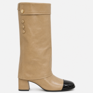 Bottes Hautes en Similicuir Camel