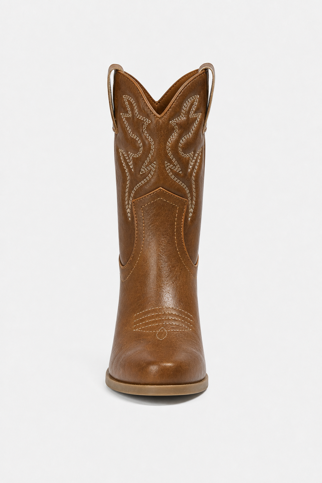 Bottes Santiags en Similicuir Marron Caramel à Broderies – Image 4