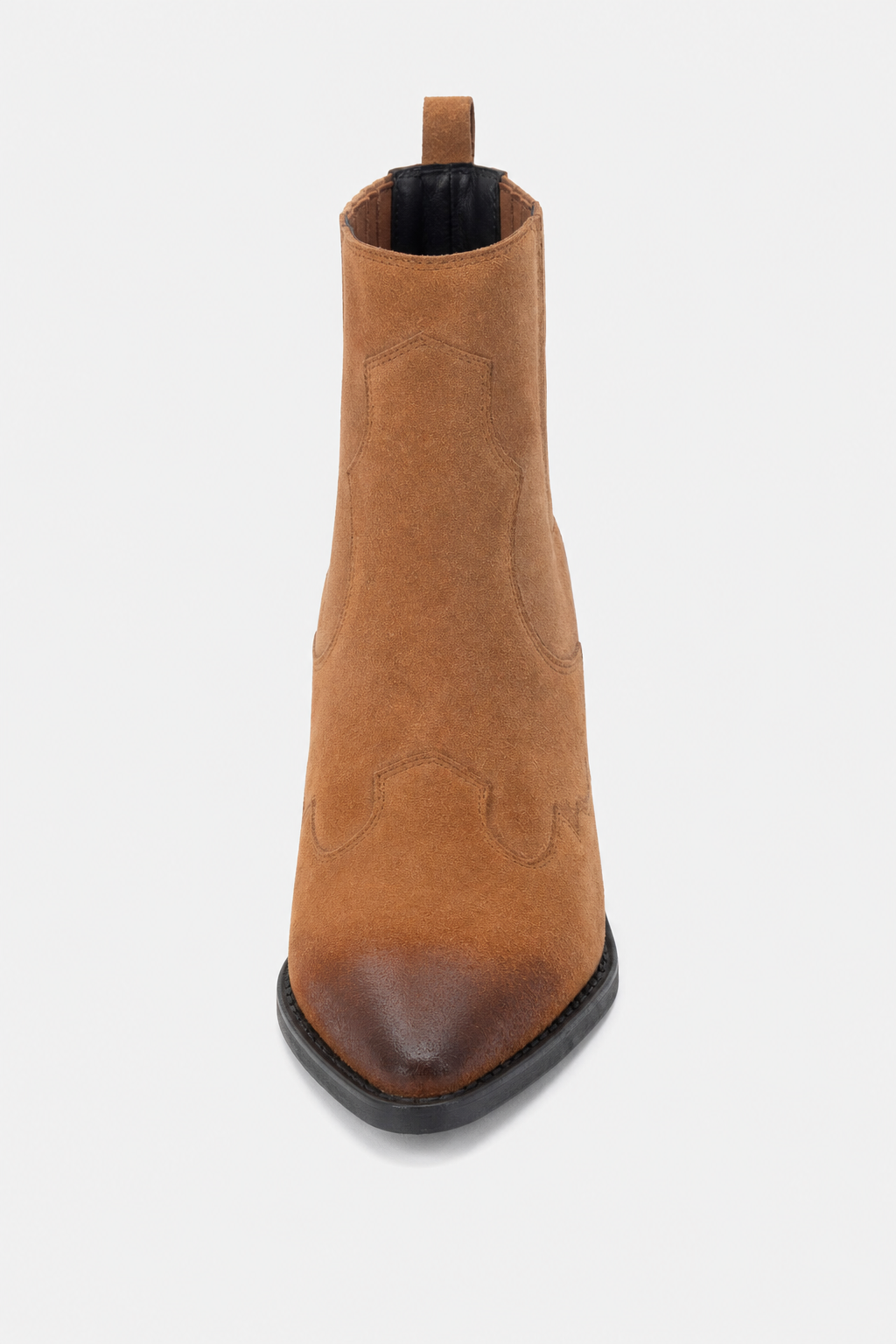 Bottines Santiag en Daim Fauve à Bout Pointu Ombré – Image 4