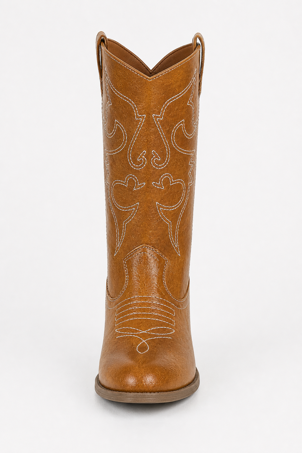 Bottes Santiags Camel à Motifs Brodés Blancs – Image 4