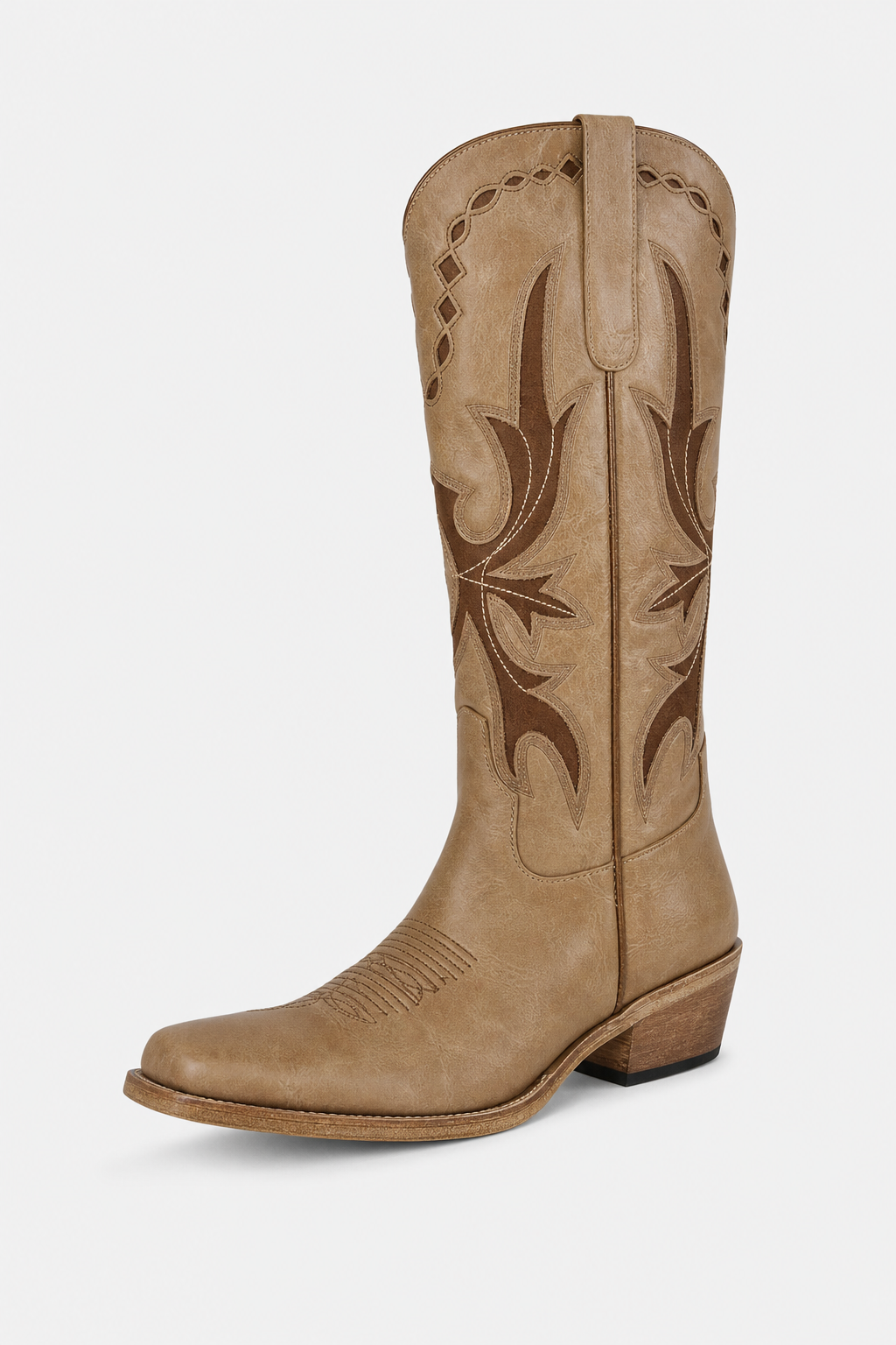 Bottes Santiags en Similicuir Camel à Motifs Western – Image 5