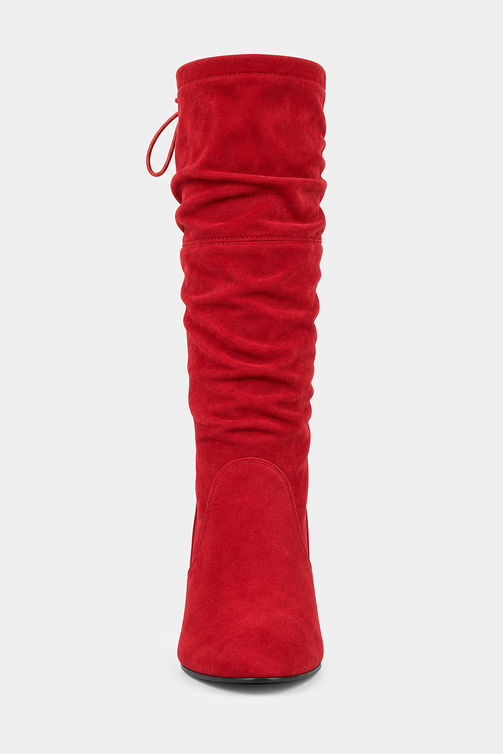 Bottes Cuissardes en Suédine Rouge à Talon Carré – Image 4