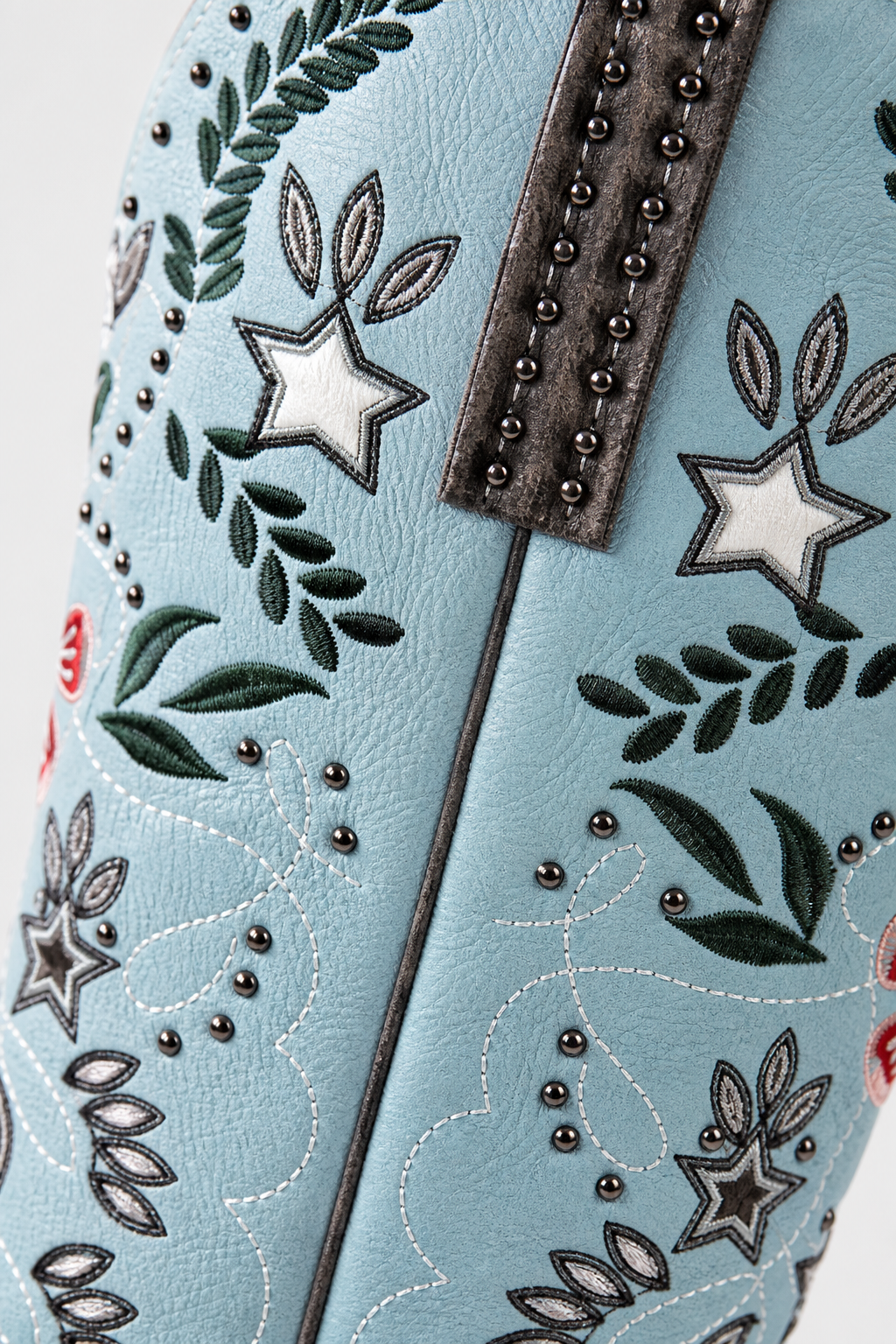 Bottes Santiags en Daim Bleu Ciel à Motifs Brodés – Image 6