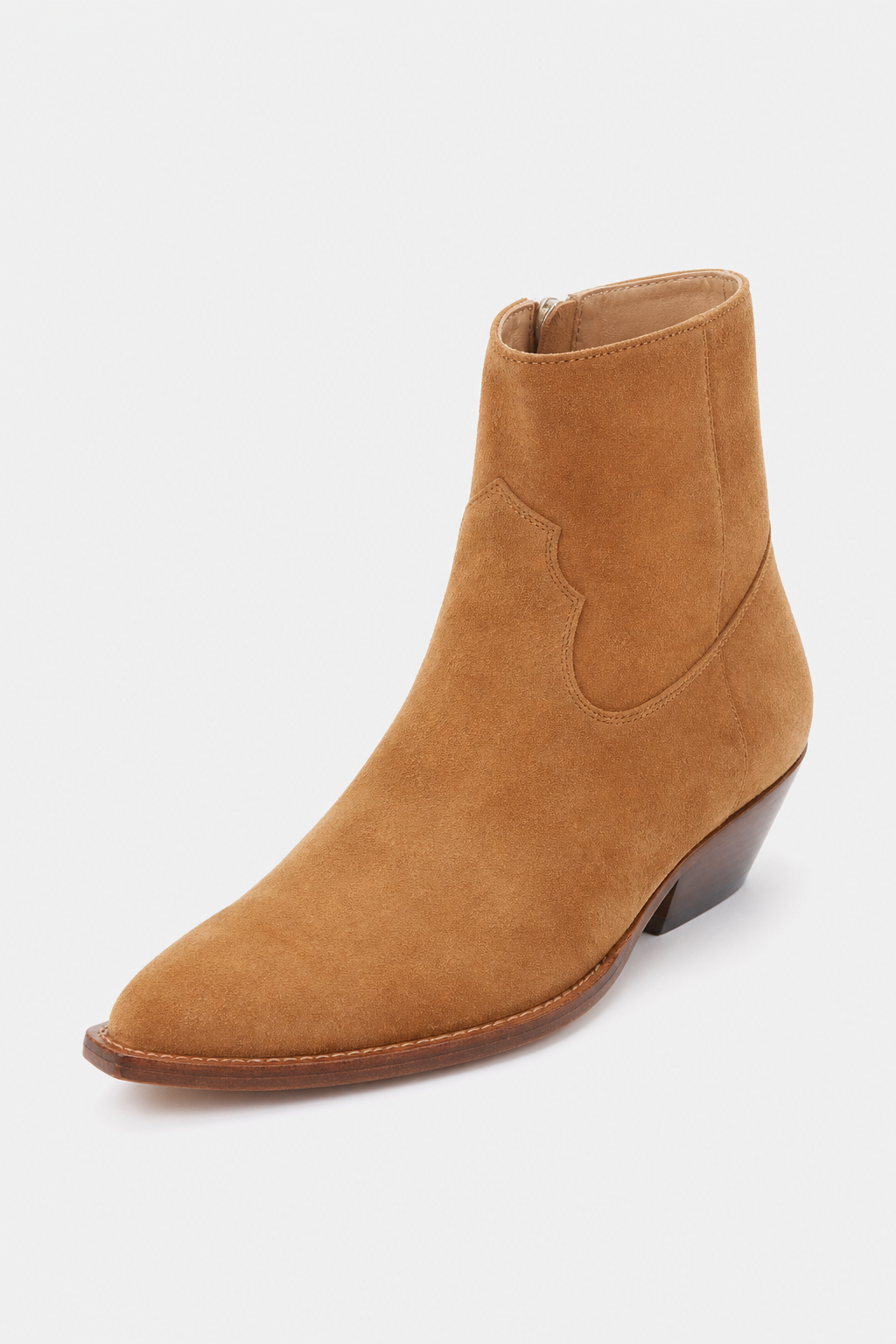 Santiags en Daim Camel à Bout Pointu et Talon Cubain – Image 5