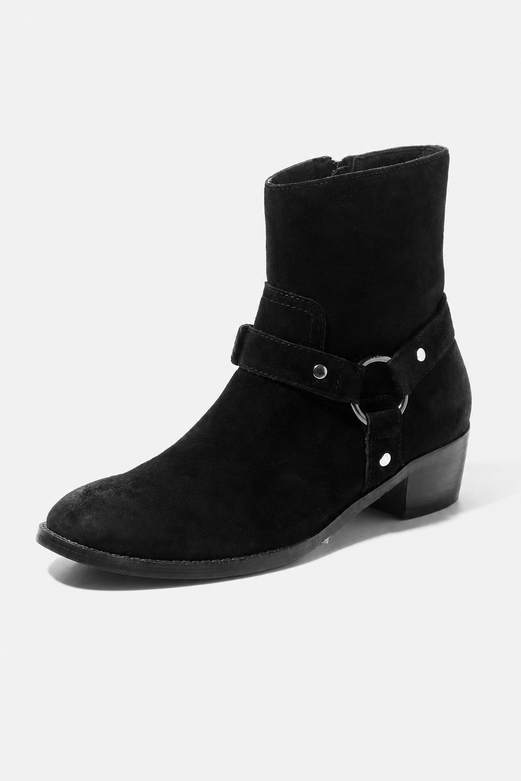 Bottines en Daim Noir à Bride Harnais et Anneau – Image 5