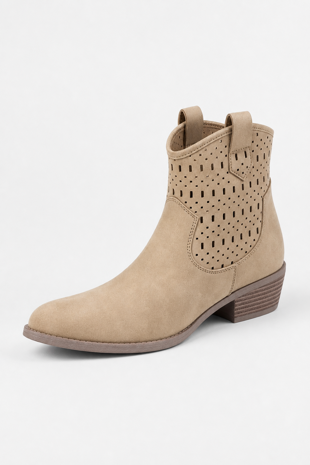 Bottines Taupe Perforées à Bout Pointu – Image 5