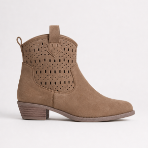 Bottines en Simili Daim Moka Perforées