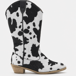 Bottes Santiags pour Enfant à Motif Vache Noir et Blanc