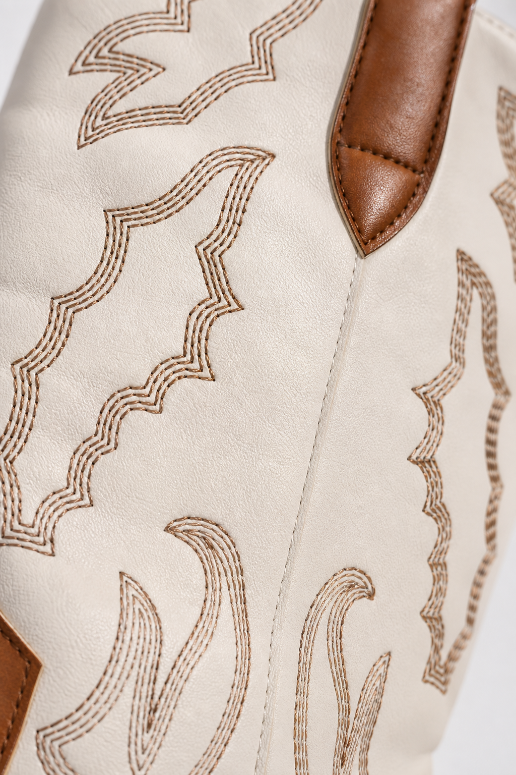 Bottes Santiags en Similicuir Crème et Cognac à Broderies – Image 6