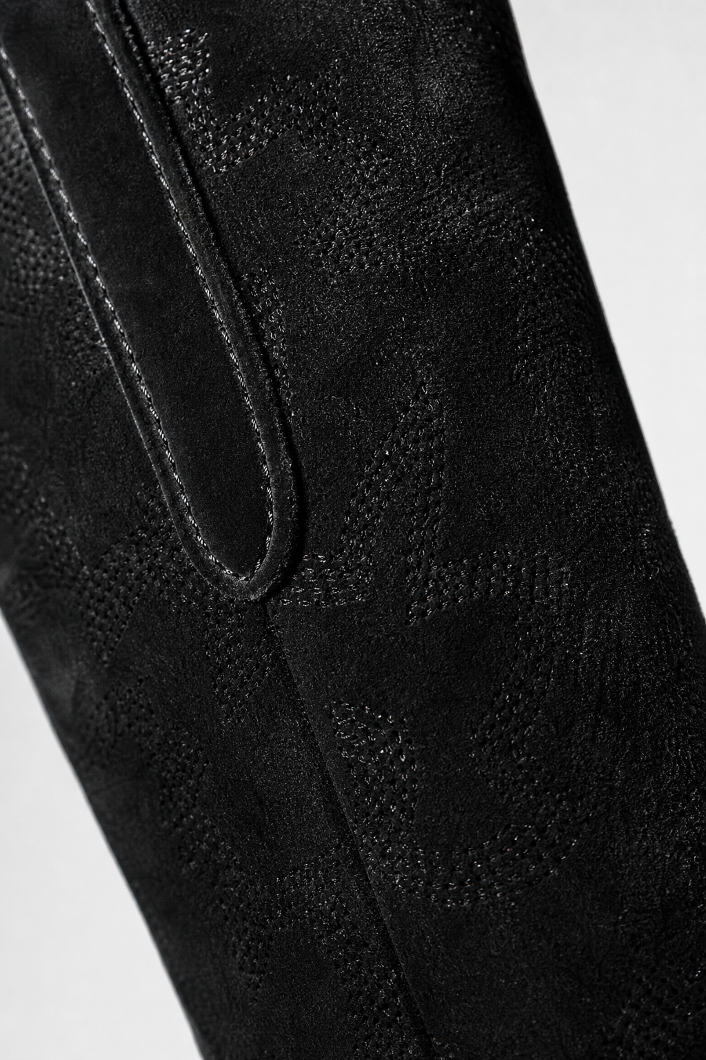 Bottes Santiags en Effet Daim Noir à Motifs Brodés – Image 6