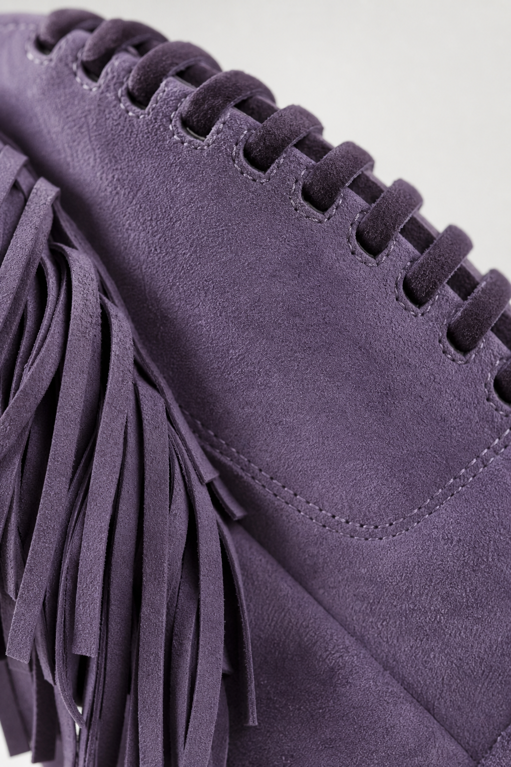 Bottes Western en Effet Daim Violet à Franges Mi-Mollet – Image 6