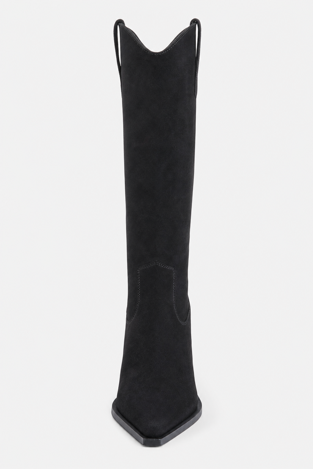 Bottes Santiags Hautes en Daim Noir à Bout Pointu – Image 4