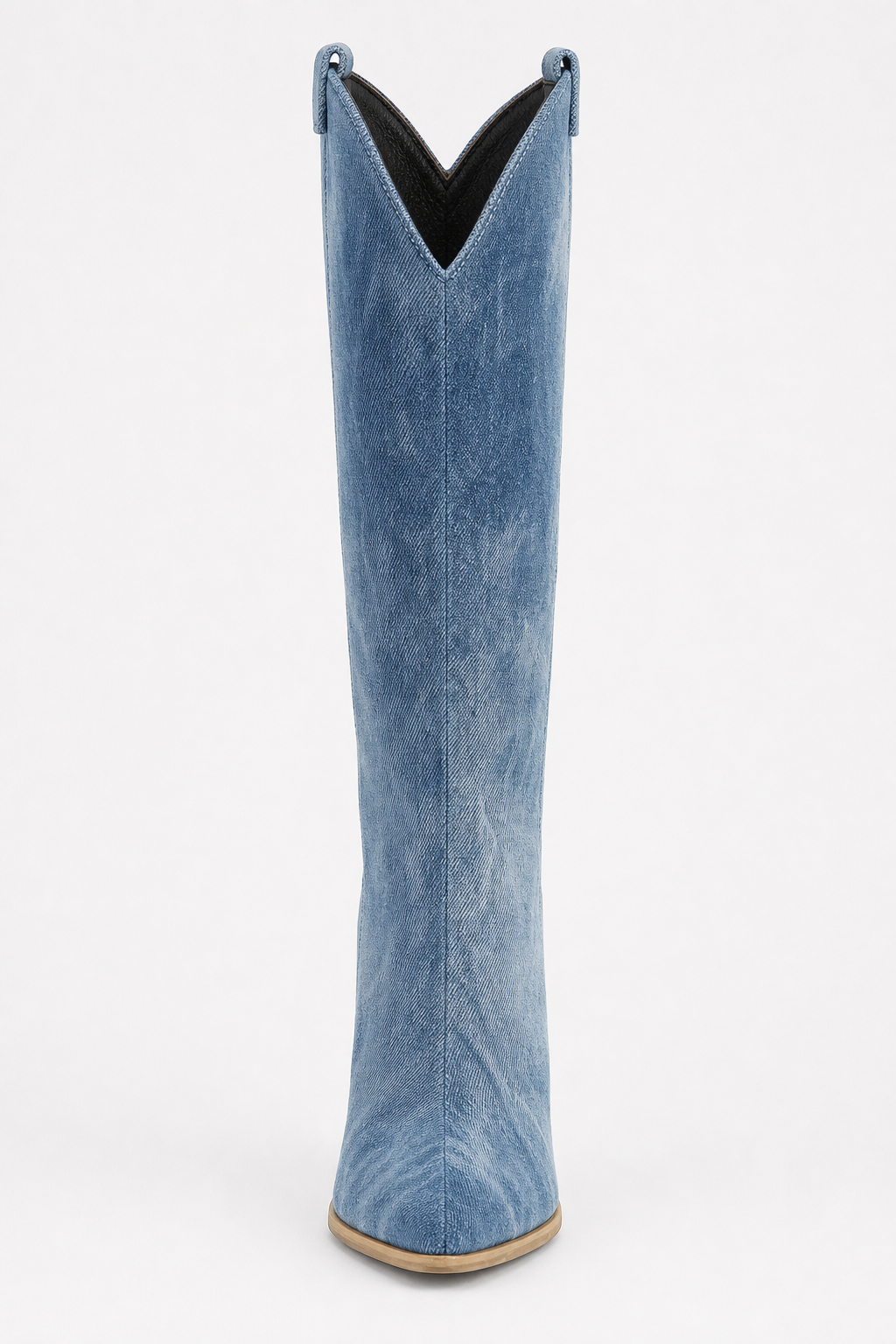 Bottes Santiags en Jean Bleu Lavé à Talon Compensé – Image 4