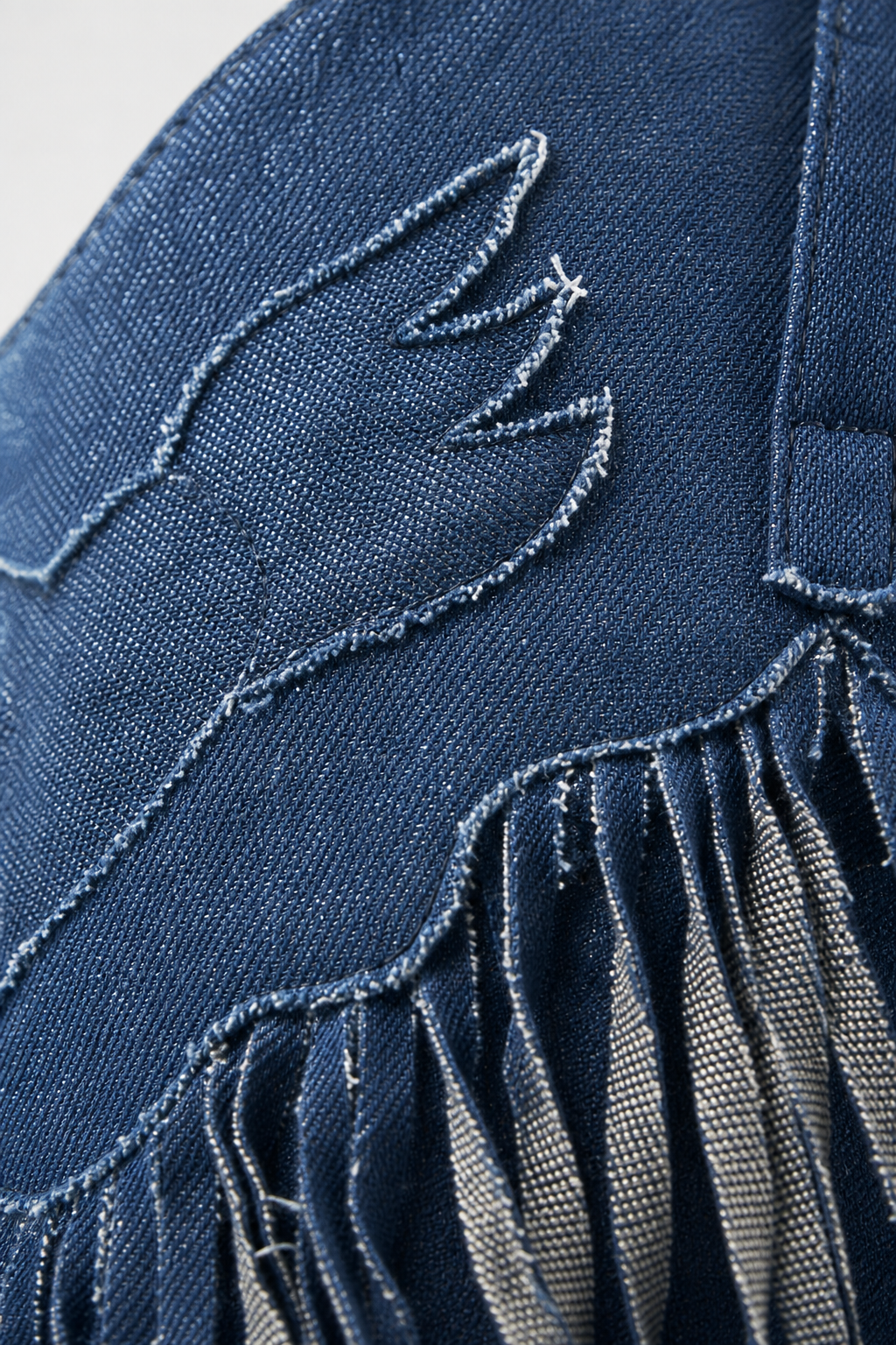Bottes Country en Denim Bleu à Ailes Brodées et Franges – Image 6