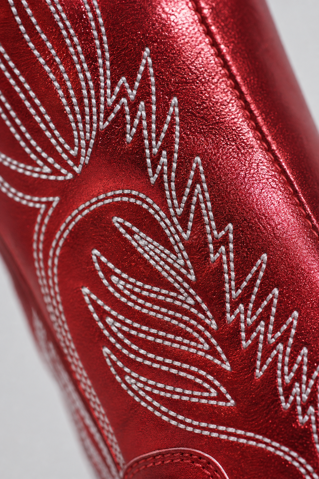 Bottes Santiags Rouge Métallisé avec Broderies Ailées – Image 6