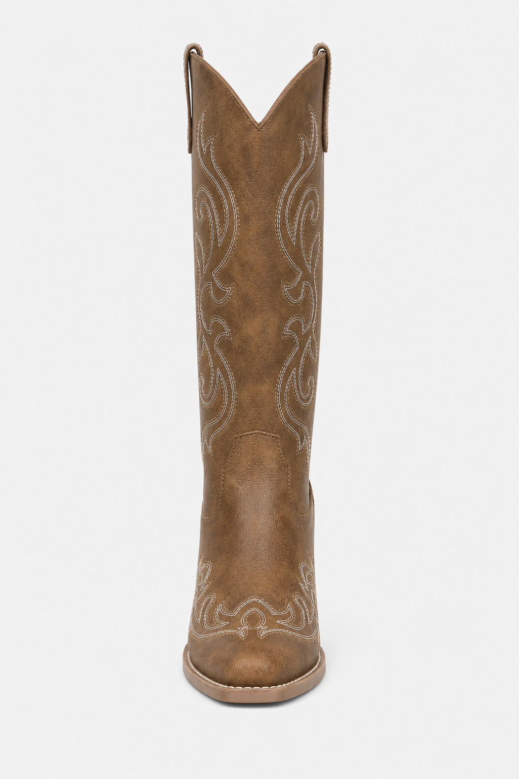 Bottes Santiags Marron en Similicuir à Broderies Blanches – Image 4